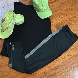Reebok Black and Gray Leggings